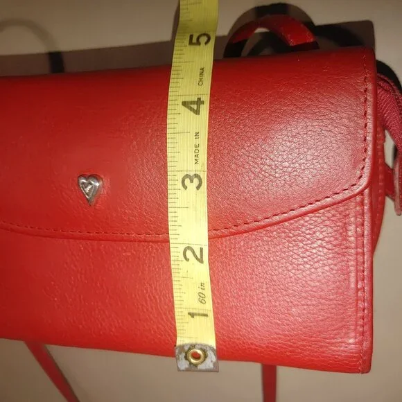 Brighton Retired Lipstick Red Leather Purse Crossbody Organizer Embellishment